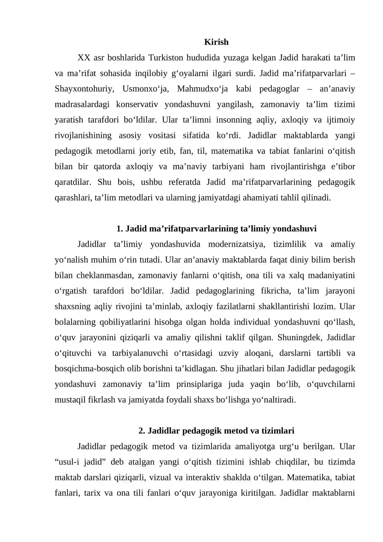 Jadid ma’rifatparvarlarining pedagogik qarashlari. 2