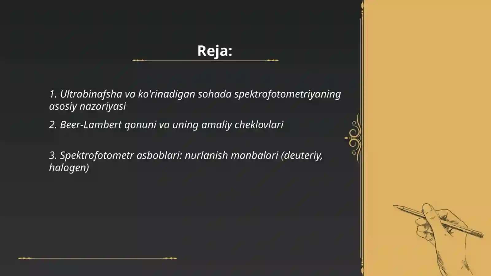 Ultrabinafsha va ko'rinadigan sohada spektrofotometriya 2