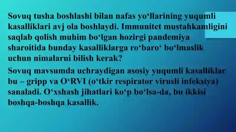O'TKIR RESPIRATORLI INFEKSIYA 2