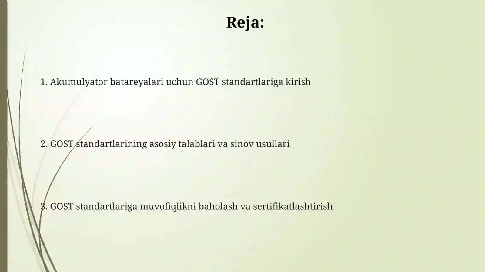 Akkumulyator batareyasining GOSTlari 2