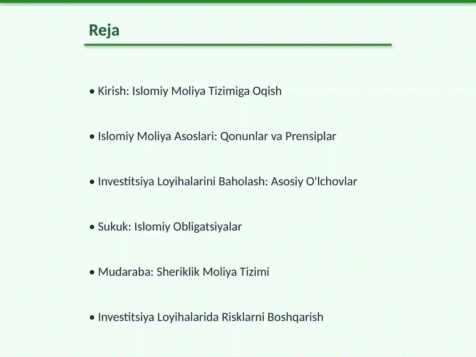 Islom Moliyasi Instrumentlari Asosida Investitsiya Loyihalarini Baholash 2