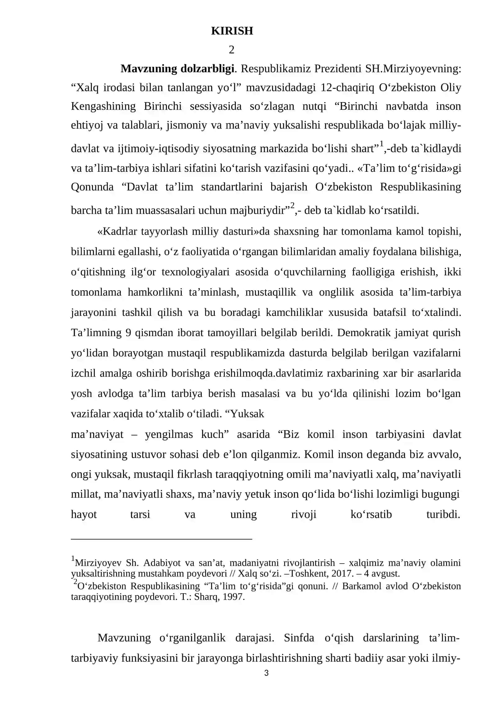 SH.Mirziyoyevning: “Xalq irodasi bilan tanlangan yo‘l” nutqi 2