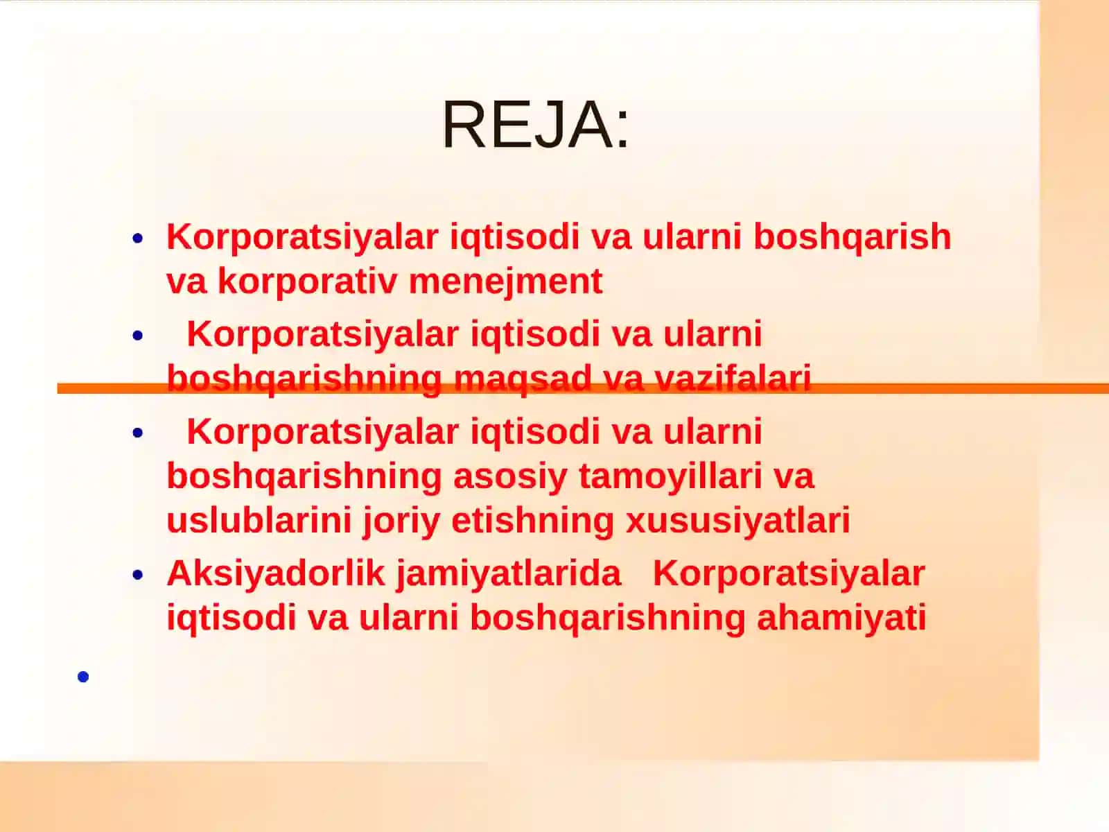Korporatsiyalar iqtisodi va ularni boshqarish 2
