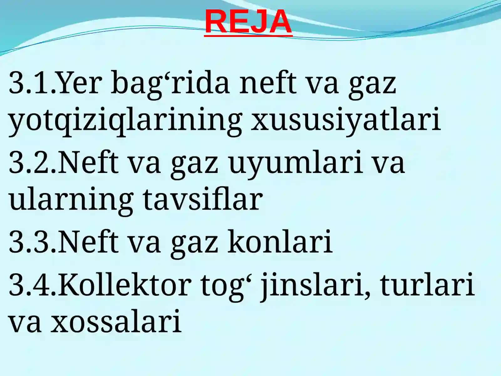 Neftva gaz konlarining kon geologik tavsifi 2
