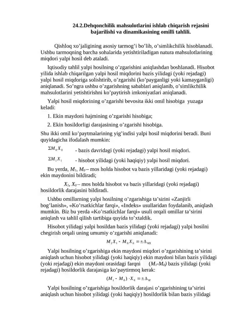 Dehqonchilik mahsulotlarini ishlab chiqarish tahlili 2