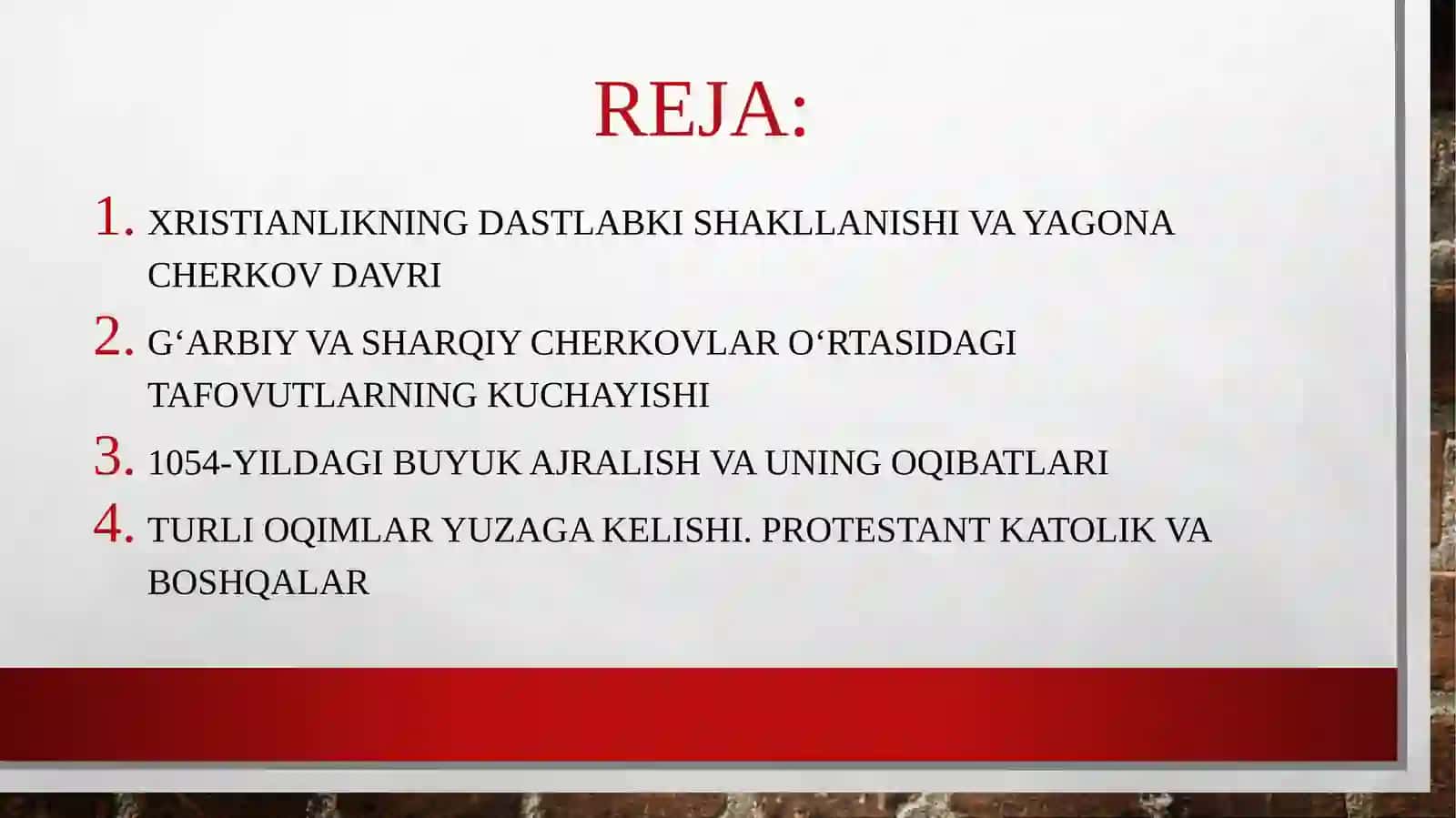 Xristianlikni ikkiga boʻlinish sabablari 2