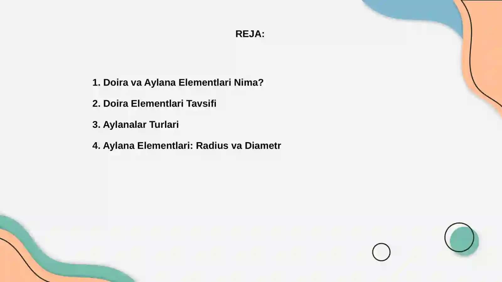 Doira va Aylana Elementlari 2