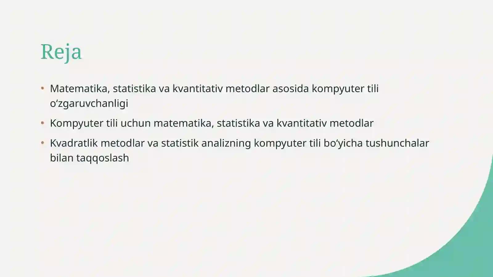 Kompyuter lingvistikasida matematik statistika va kvantitativ metod 2