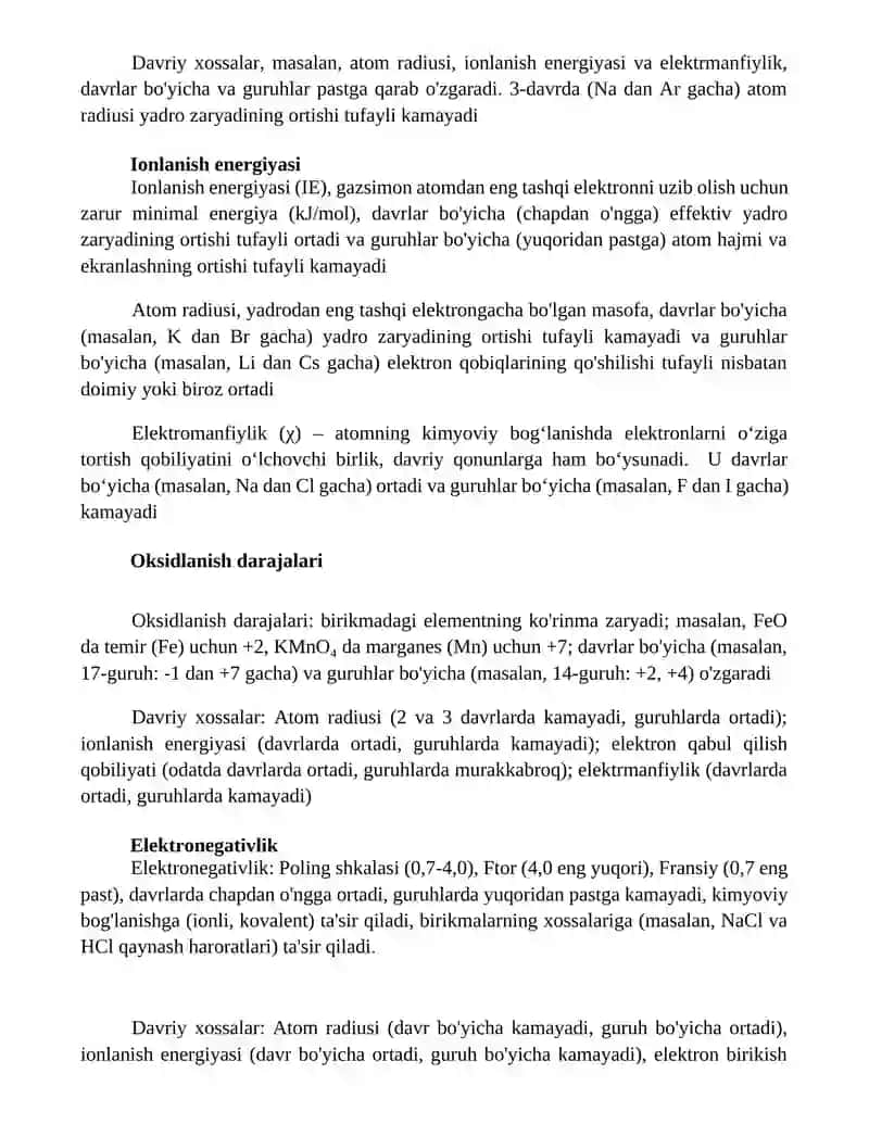 Elementlarning davriy va davriy bolmagan xossalari 2