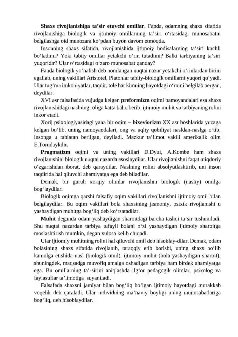 Shaxs rivojlanishining unumiy qonuniyatlari 2