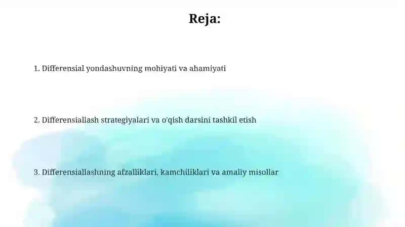 Differensial yondashuv asosida o'qish darslarini tashkil etish 2