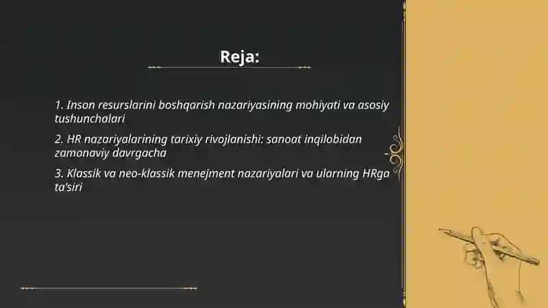 Inson resurslarini boshqarish nazariyasining mohiyati va ularning rivojlantirilishi 2