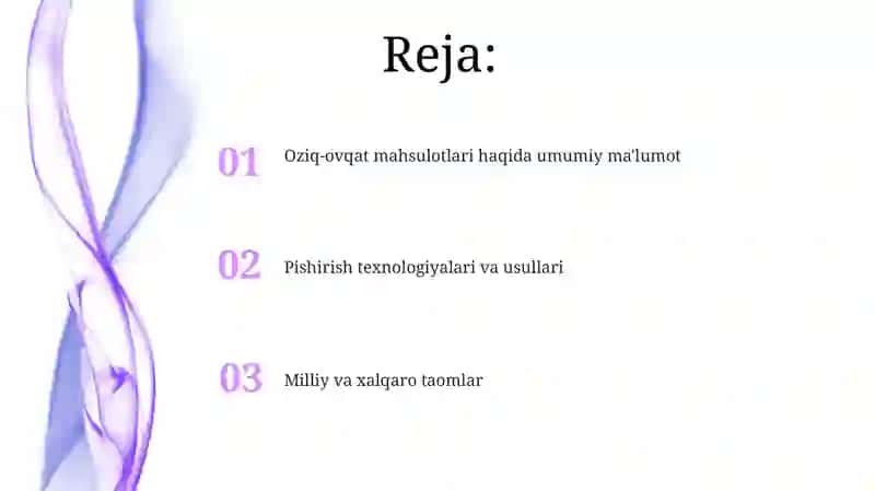 Oziq-ovqat mahsulotlari haqida umumiy ma'lumot 2