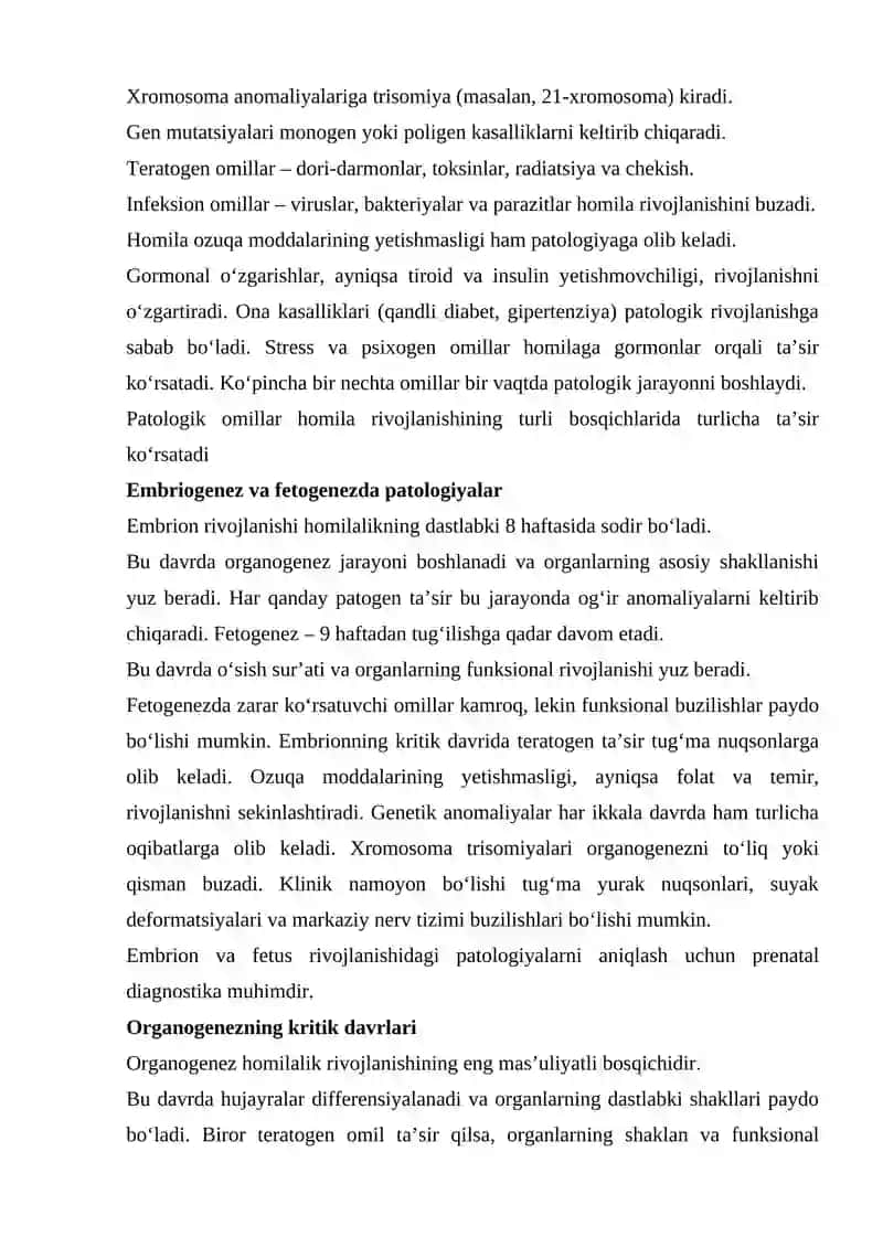 ONA QORNIDA RIVOJLANISH PATOLOGIYASI 2