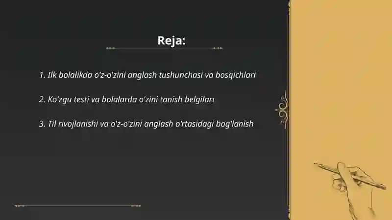 Ilk bolalikda o'z-o'zini anglash 2