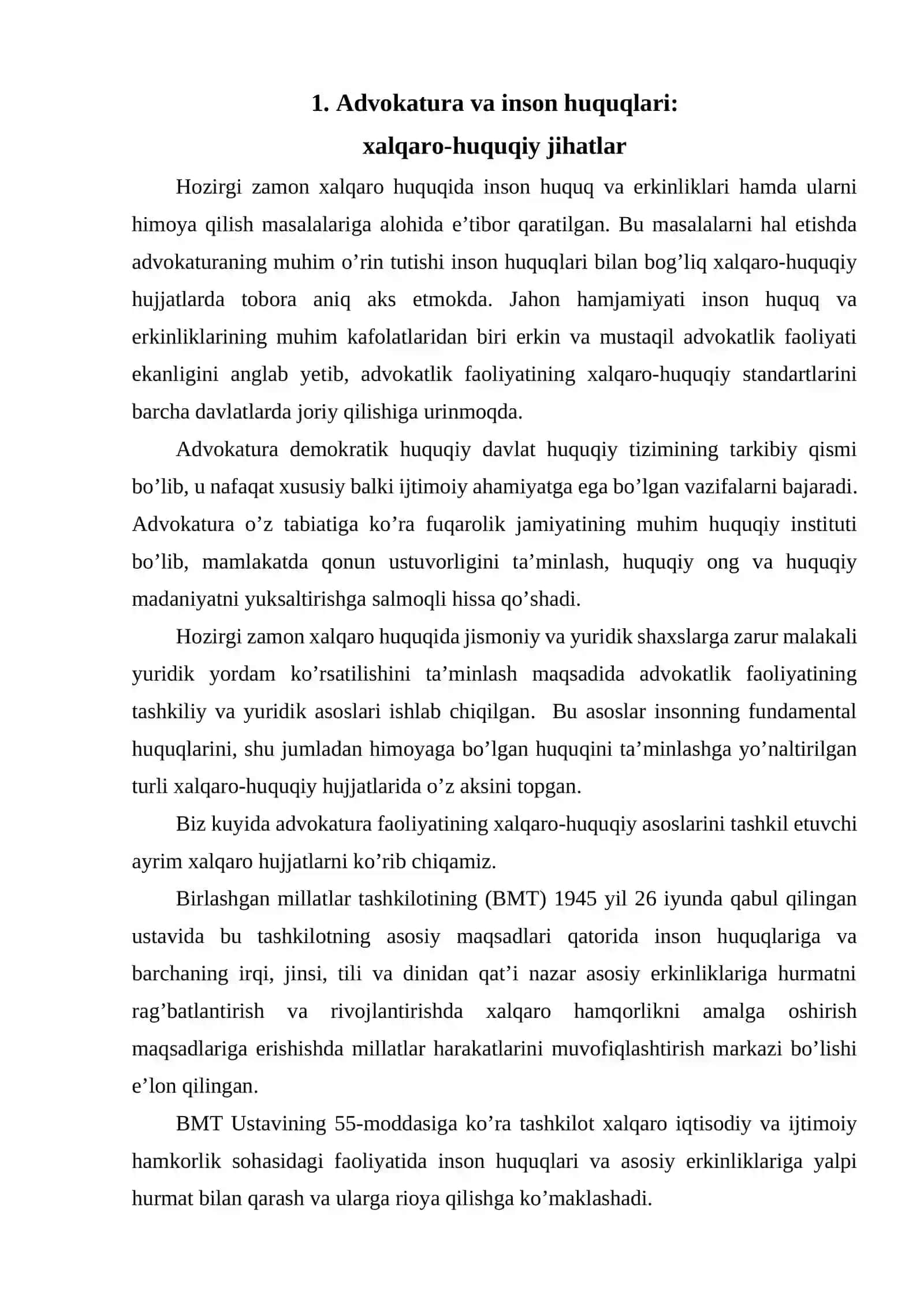 Advokatura va inson huquqlari bo’yicha milliy institutlar 2