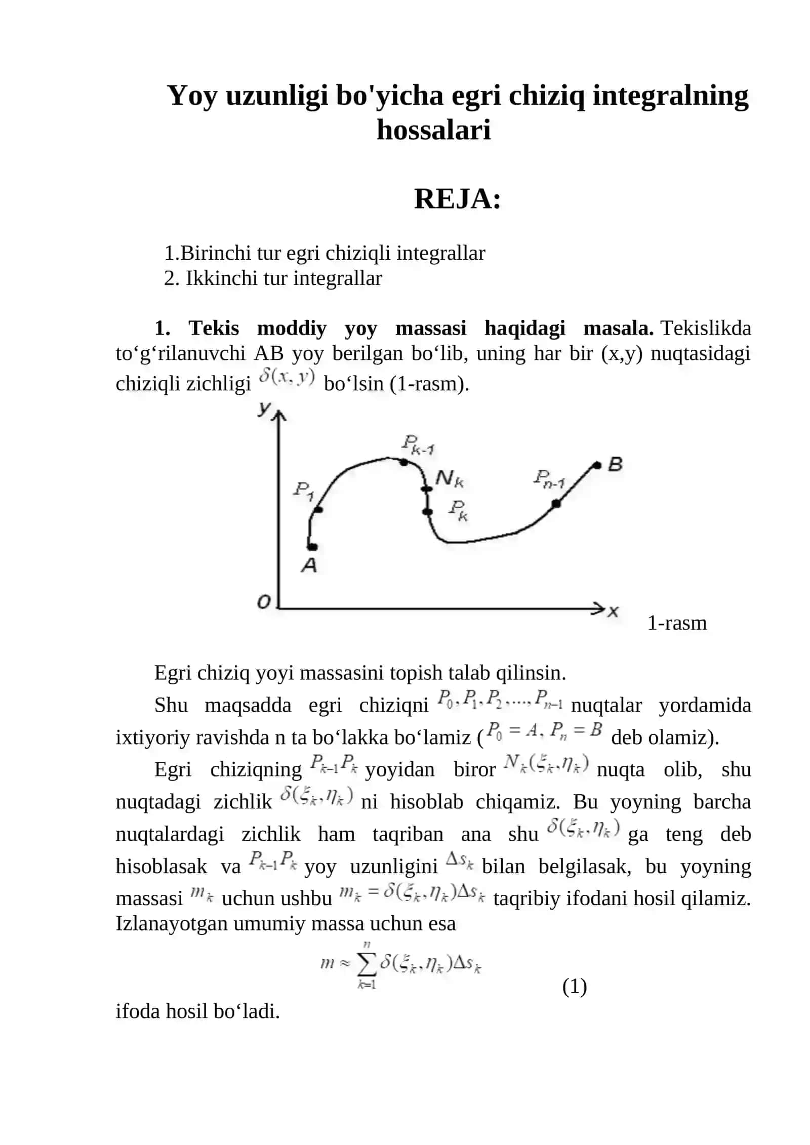 Egri chiziqli integralning hossalari 2
