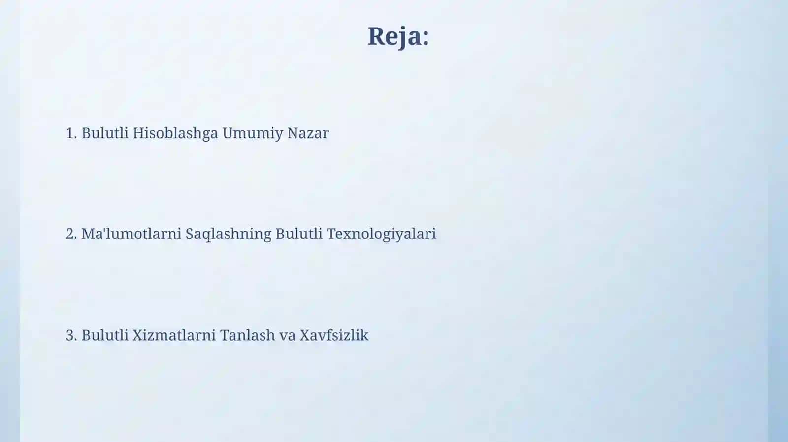 Bulutli hisoblash va ma'lumotlarnisaqlash 2