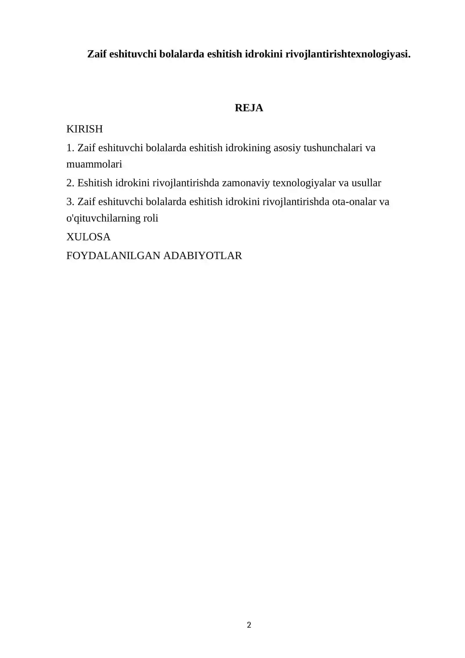 Zaif eshituvchi bolalarda eshitish idrokini rivojlantirish texnologiyasi 2