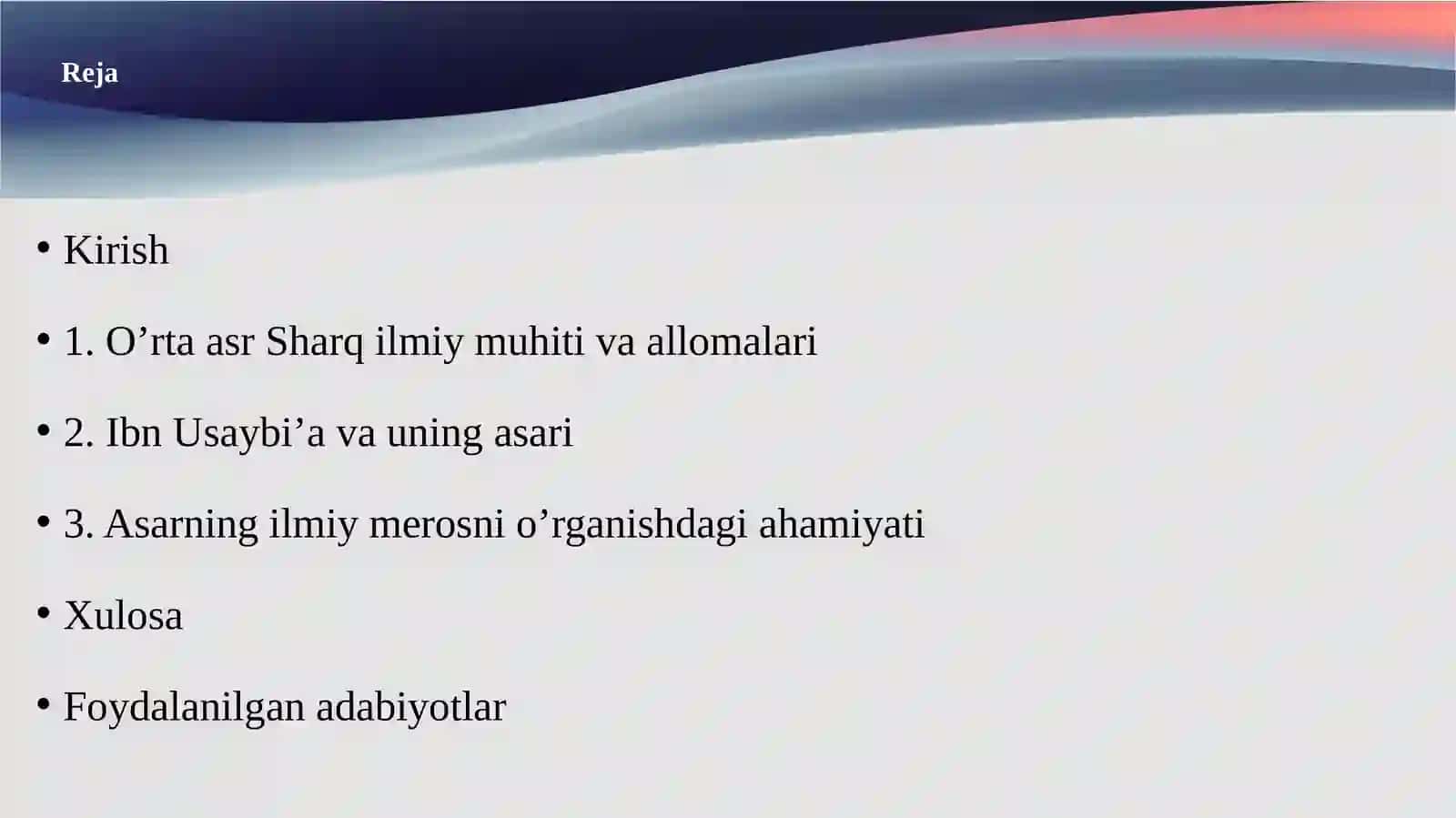 O’rtaasr Sharq allomalari ilmiy merosini o’rganishda Ibn Abi Usaybi’a asarining o’rni 2