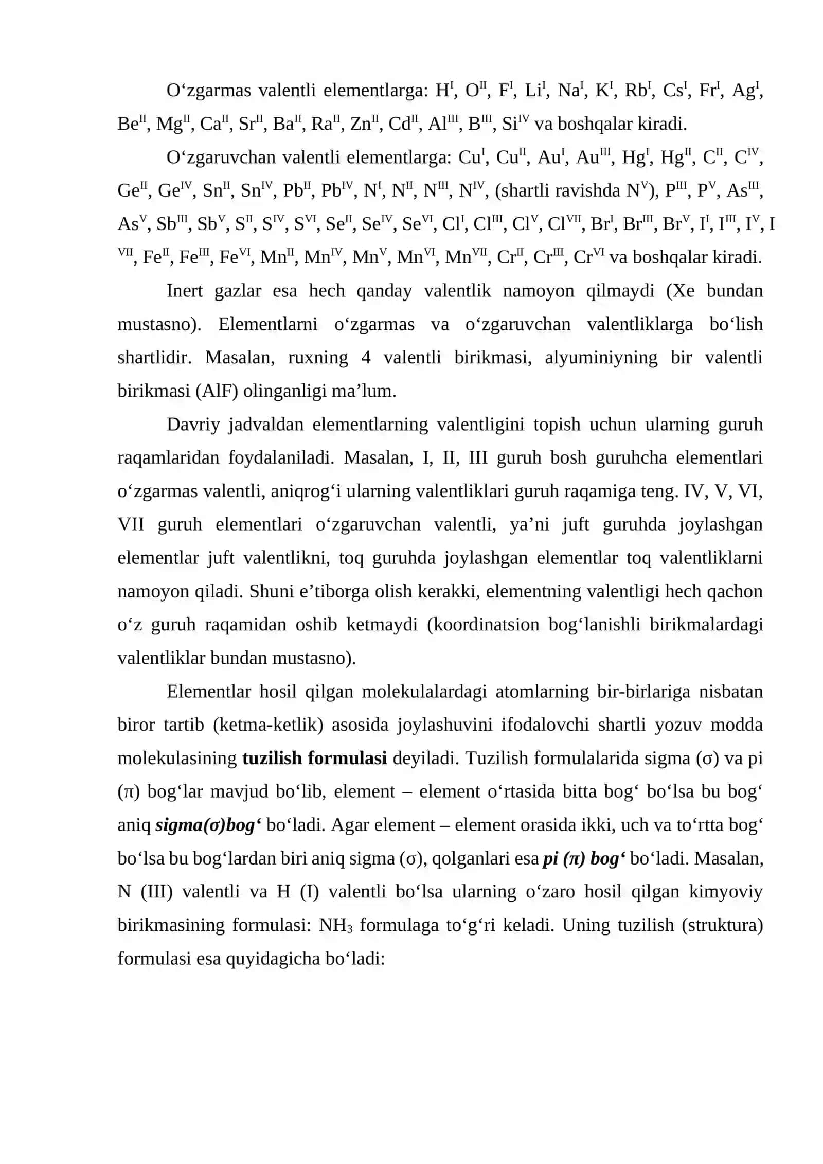 Valentlik va tuzilish formulalari va mavzu boʻyicha mashqlar bajarish 2