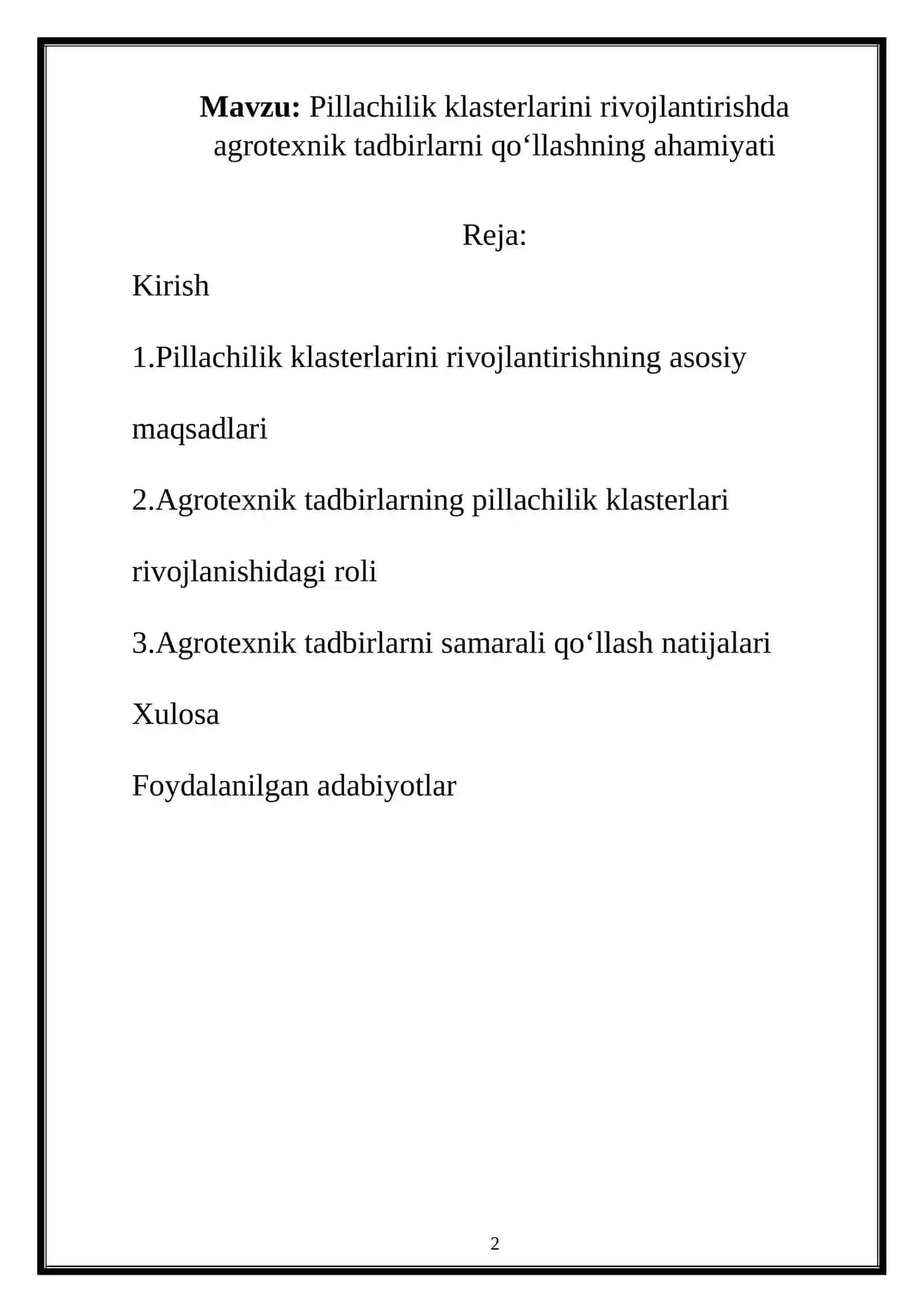 Pillachilik klasterlarini rivojlantirishda agrotexnik tadbirlarni qo‘llashning ahamiyati 2