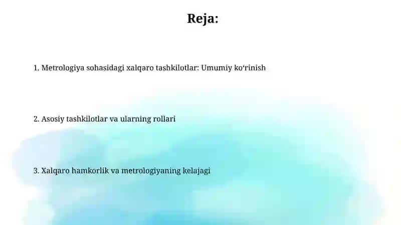 Metrologiya boʻyicha xalqaro tashkilotlar 2