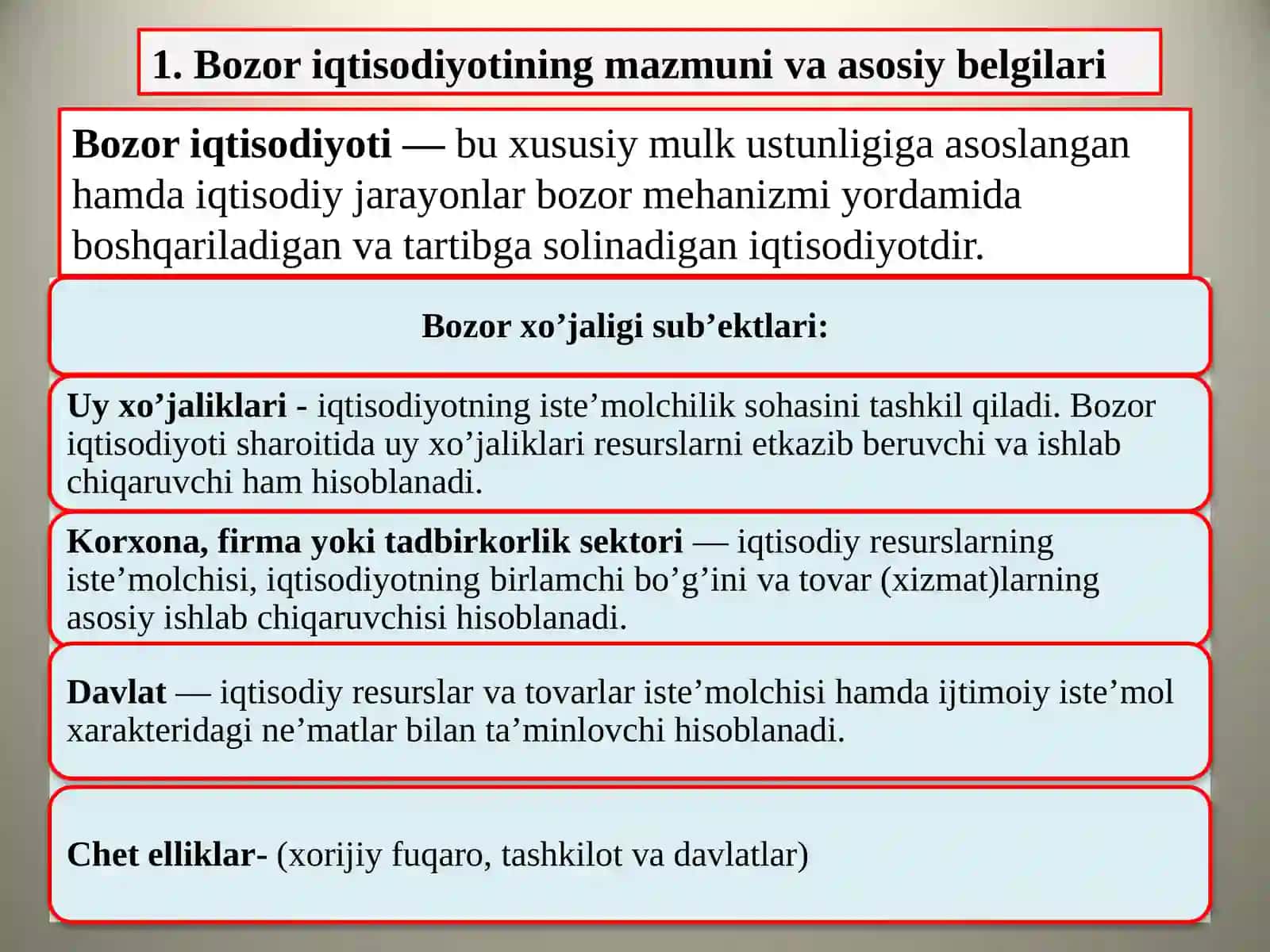 Bozor iqtisodiyoti va uni vujudga kelishi 2