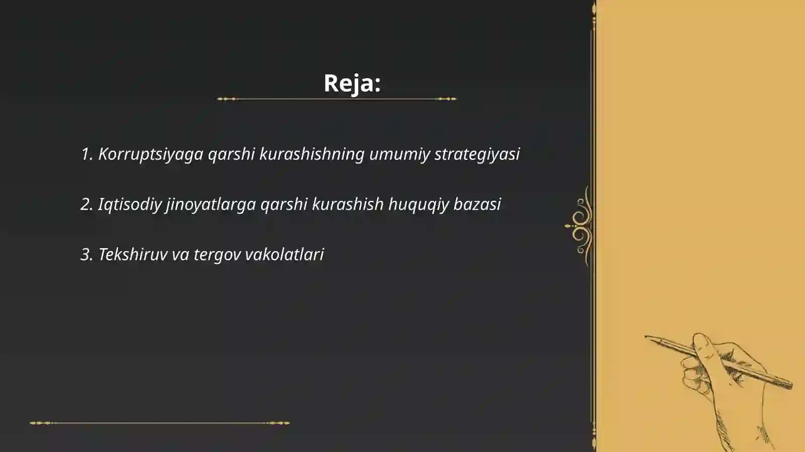 Korrupsiyaga qarshi kurashish sohasida O‘zbekiston Respublikasi Bosh Prokuratura huzuridagi iqtisodiy jinoyatlarga qarshi kurashish departamentining vakolatlari 2