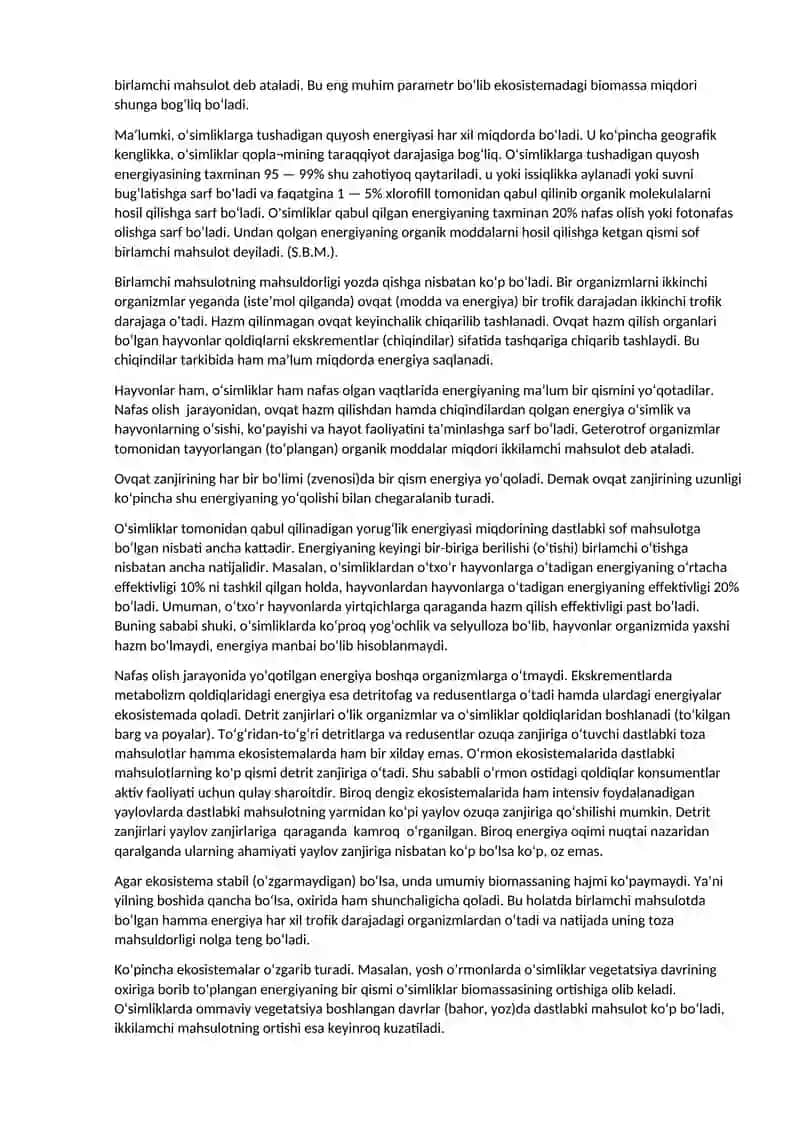 Ekologik tizimlar. Organizmni muhit bilan o‘zaro ta’siri 2