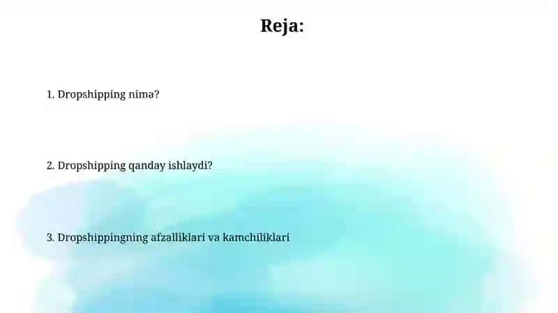 Dropshipping haqida 2
