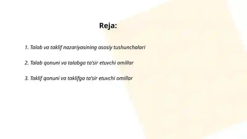 Talab va taklif nazariyasi 2