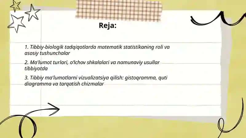 Tibbiy-biologik tadqiqotlar matematik statistikasi 2