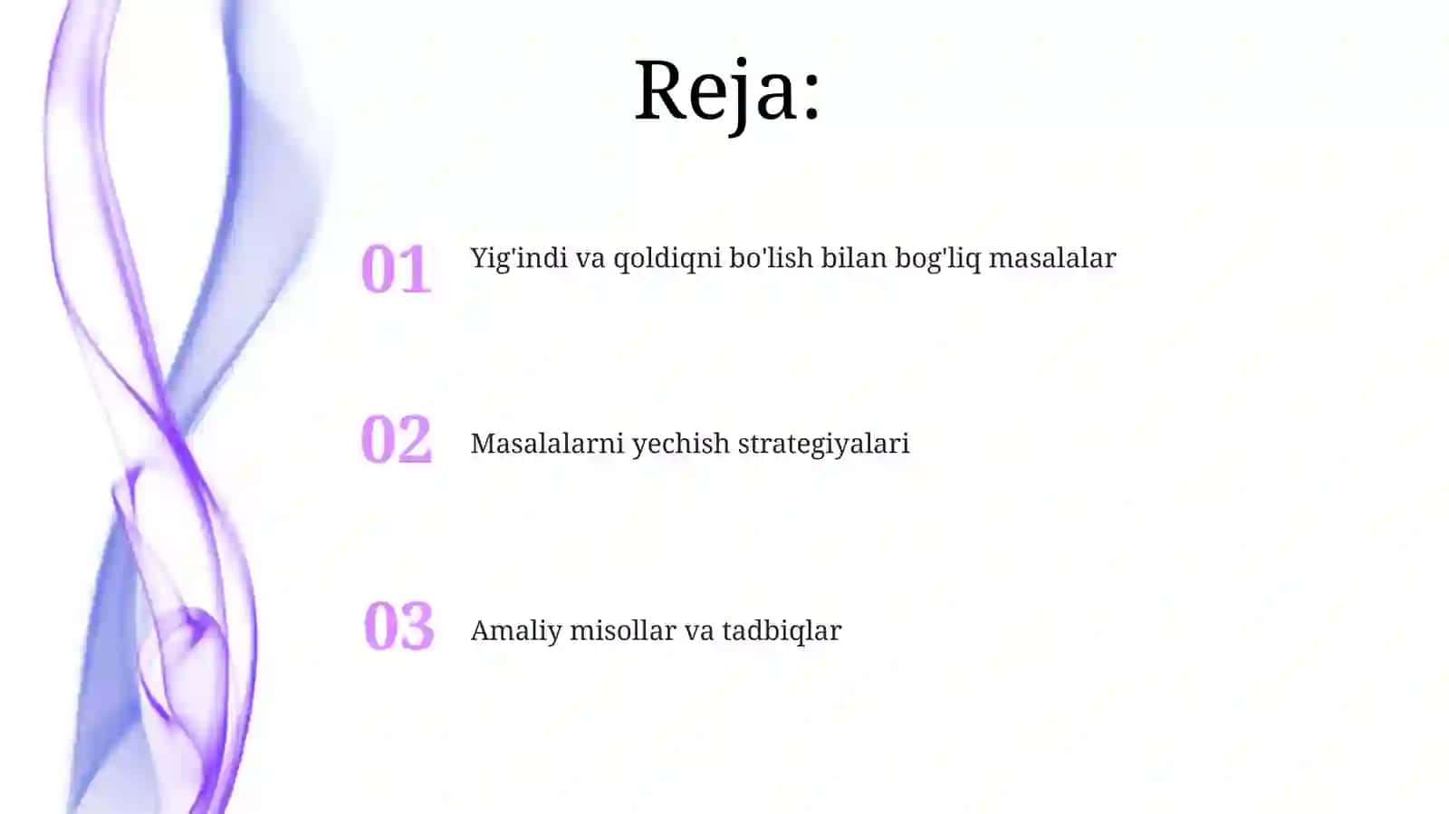 Yigʻindi va qoldiqni boʻlishga doir masalalar 2