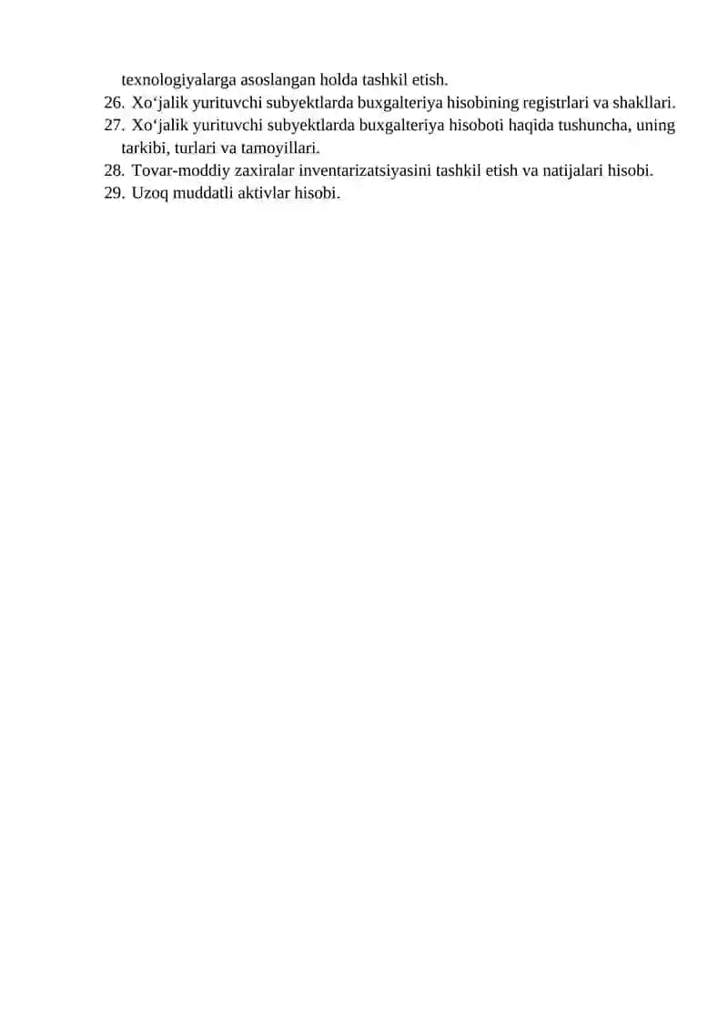 Xoʻjalik yurituvchi subyektlarda “Asosiy vositalar hisobi” nomli 5-BHMS va uning mazmuni 2