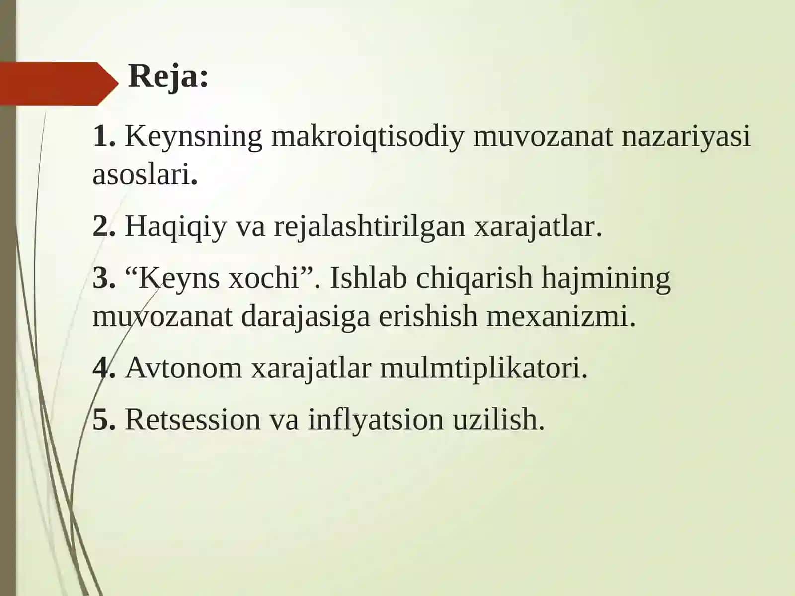 KEYNSNING TOVARLAR VA XIZMATLAR BOZORIDAGI MAKROIQTISODIY MUVOZANAT MODELI 2