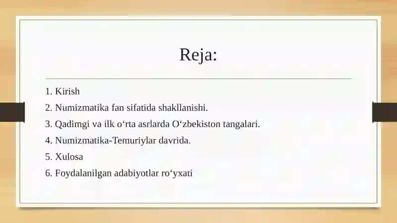 Numizmatika fanidan mustaqil ish 2
