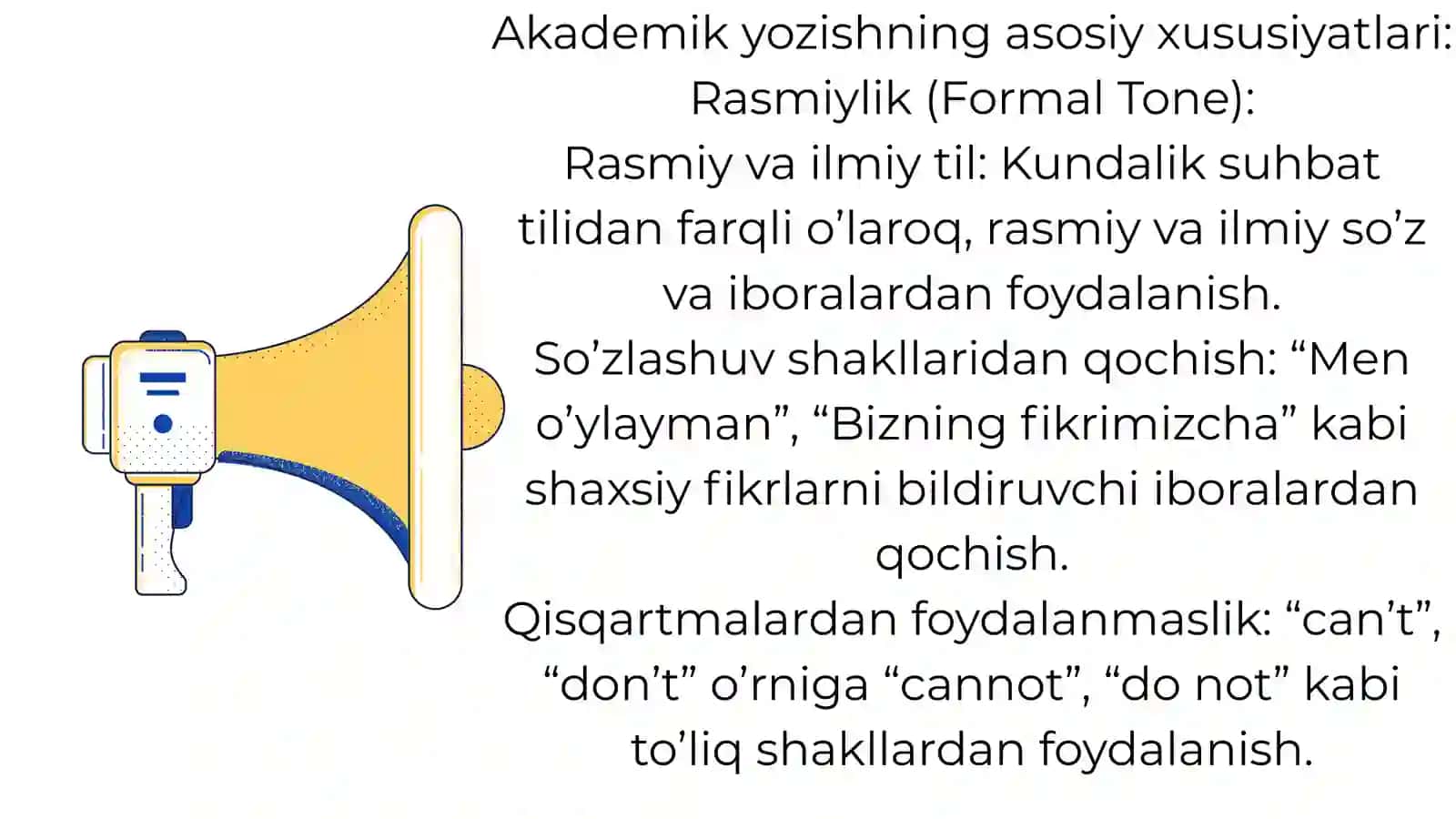 Akademik yozishning asosiy xususiyatlari 2