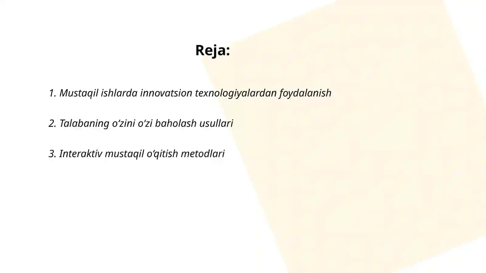 Mustaqil ishlarni tashkil etish, o‘tkzish va baholashning zamonaviy usullari 2