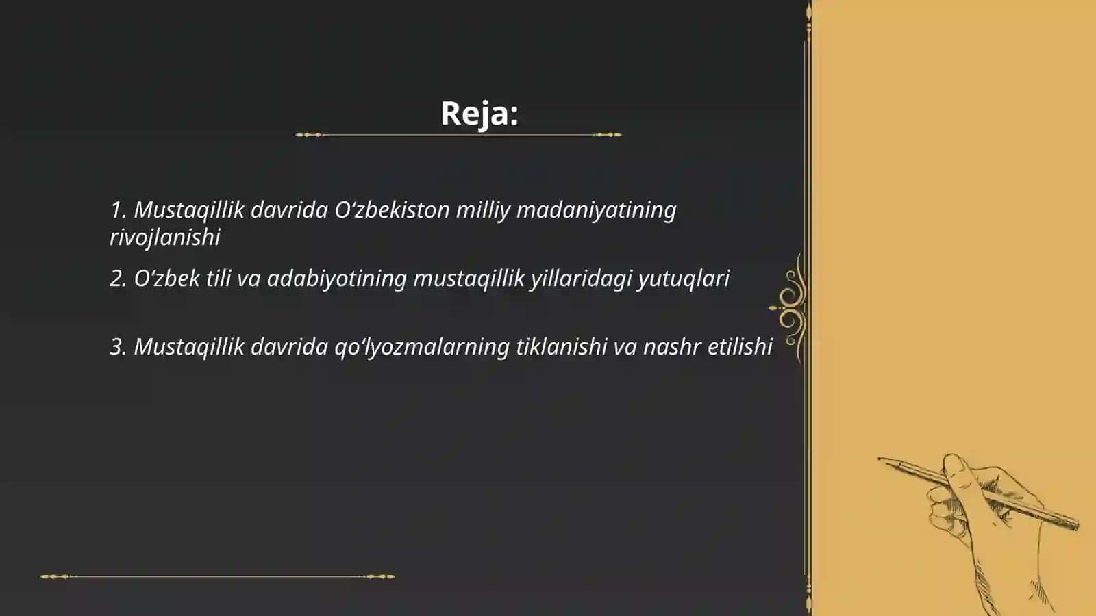 Mustaqillik yillaridagi ozbekistondagi ma'naviy va madaniy taraqqiyot 2