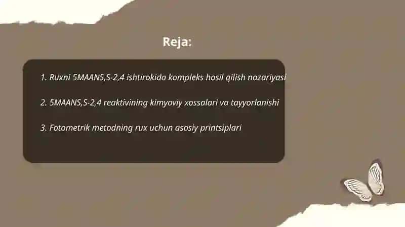Ruxni 5MAANS,S-2,4 ishtirokida fotometrik aniqlash 2