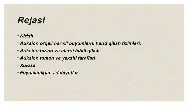 Auksion orqali har xil buyumlarni harid qilish tizimlari 2
