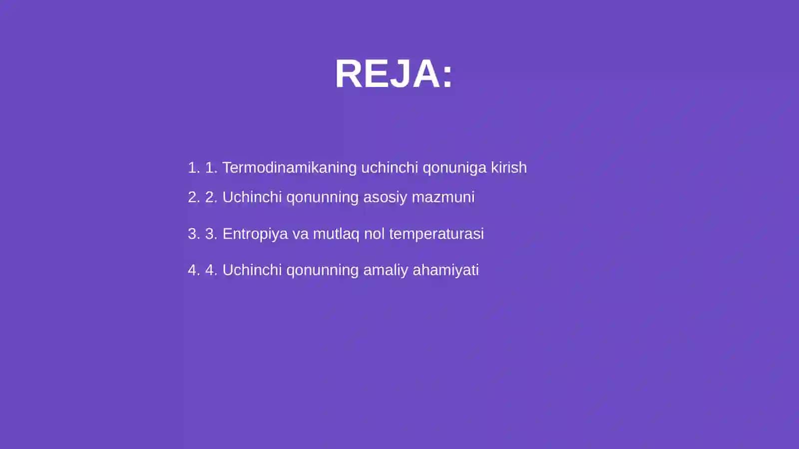 Termodinamikaning uchinchi qonuni.Ergometriya 2