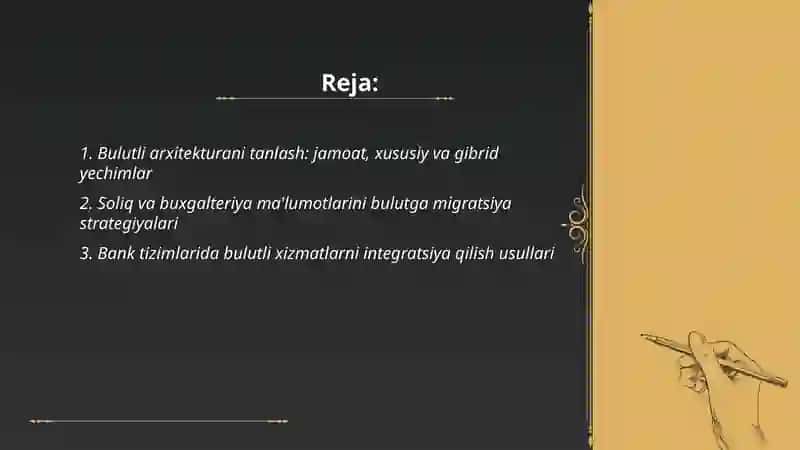 Bulutli texnologiyalarni soliq, buxgalteriya hisobati va bank tizimlariga kiritish uslublari 2