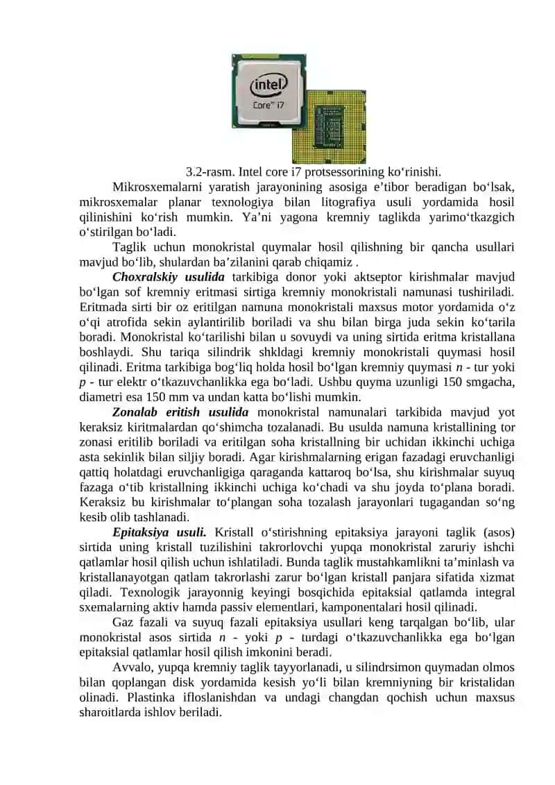 Integral mikrosxema tayyorlash texnologiyasi 2