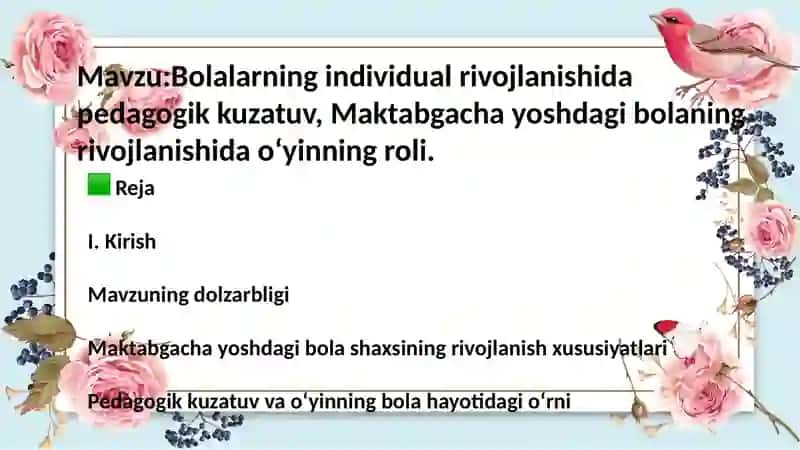 Bolalarning individual rivojlanishida pedagogik kuzatuv 2
