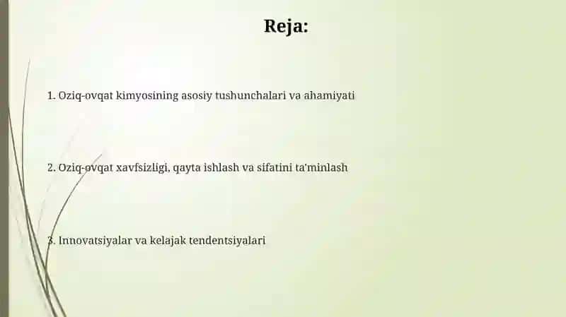 Oziq-ovqat kimyosining oziq-ovqat sanoatida tutgan oʻrni 2