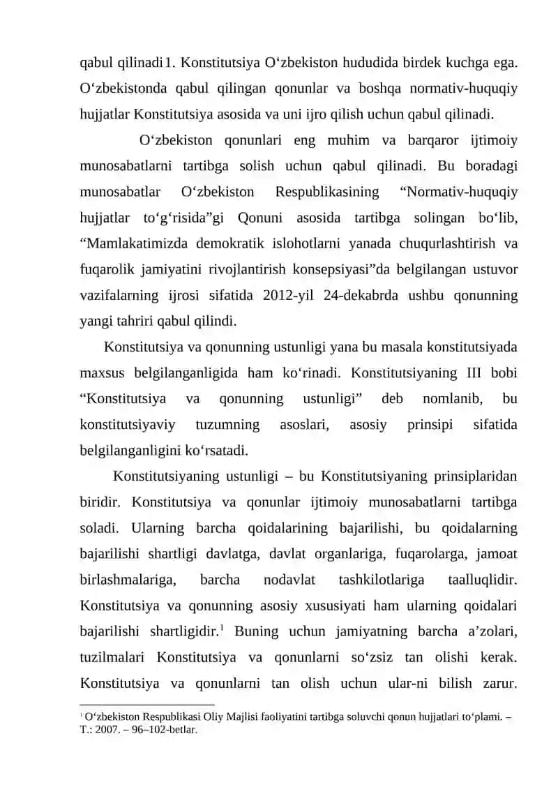 Konstitutsiya va qonunlarning ustunligi 2