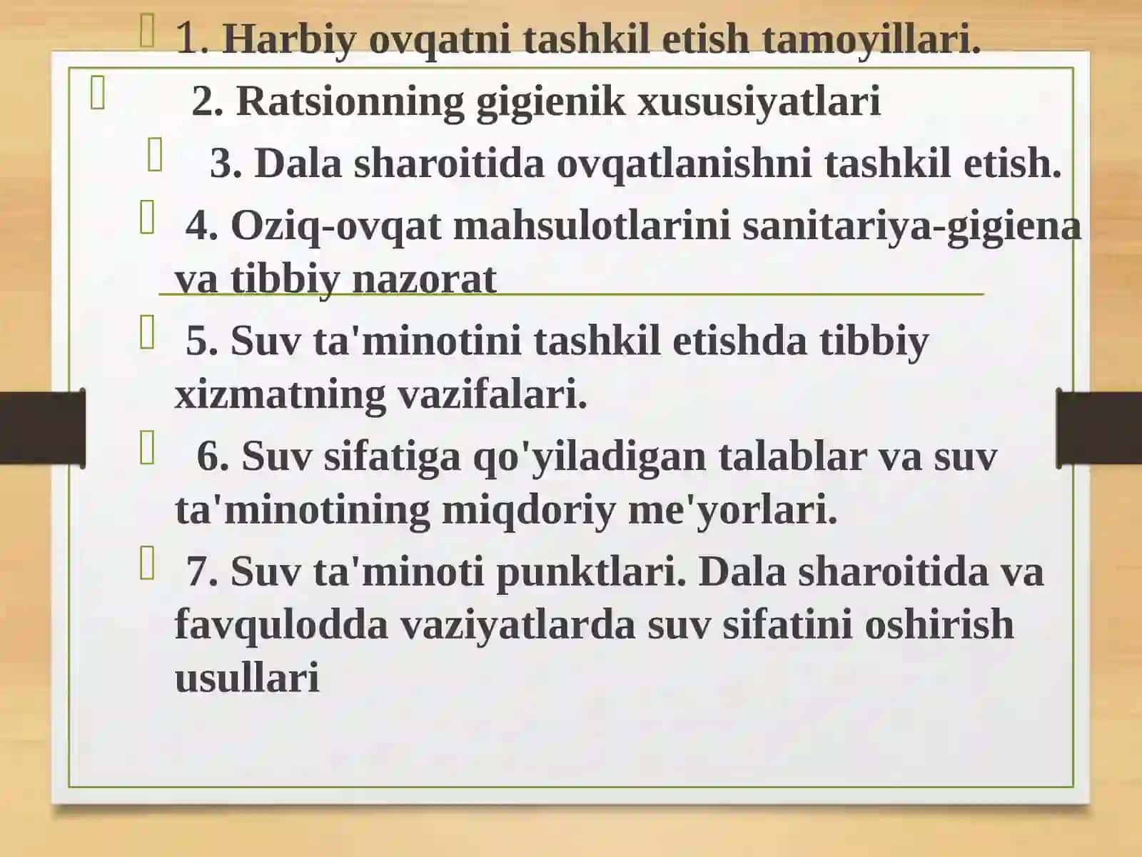 Oziq-ovqat va suv ta'minoti ustidan sanitariya nazorati 2