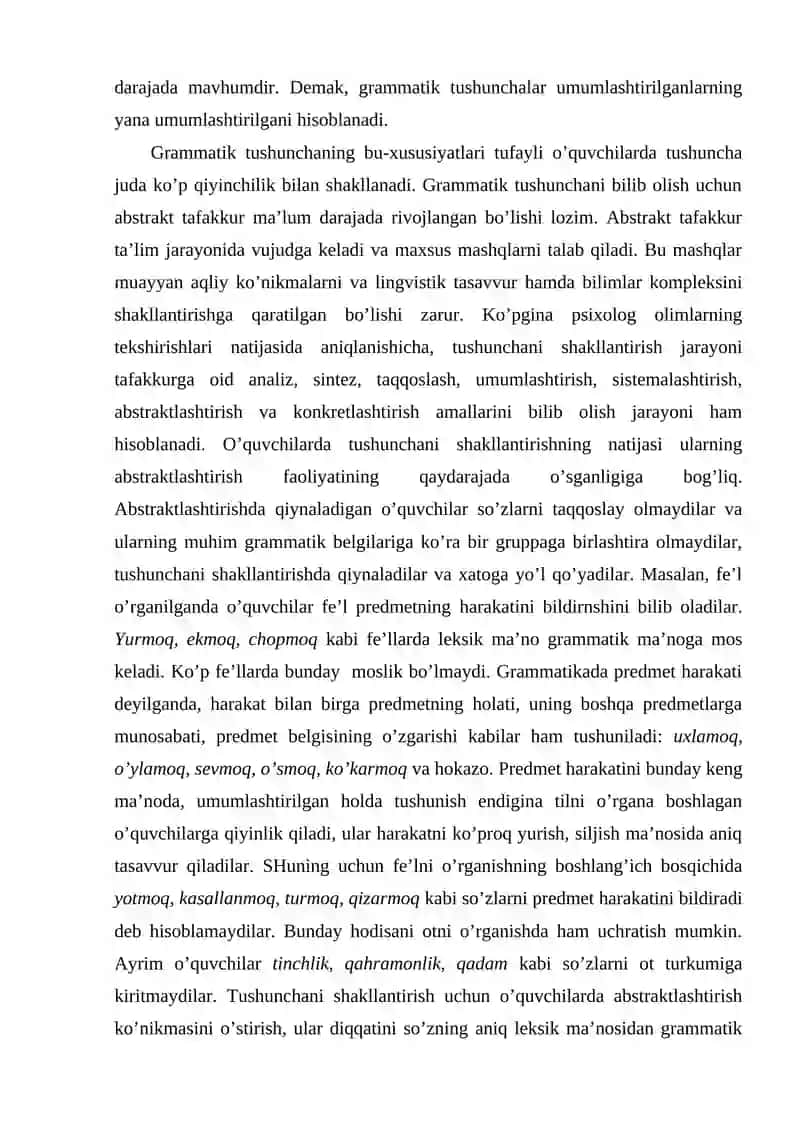 GRAMMATIKA VA SO’Z YASALISHIGA OID TUSHUNCHALARNI SHAKLLANTIRISHNING METODIK ASOSLARI 2